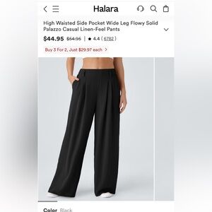 HALARA Black High-Waisted Wide Leg Pants